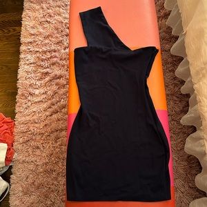Navy superdown one shoulder dress